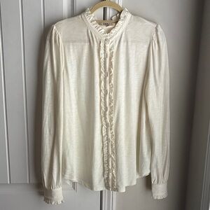 Boden Cotton Blend Top with Ruffle Trim